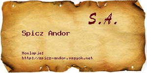 Spicz Andor névjegykártya